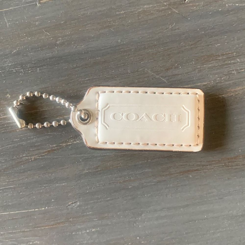 Coach White Leather Keychain